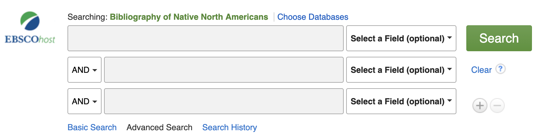 screen capture of the search field for the online resource collection page