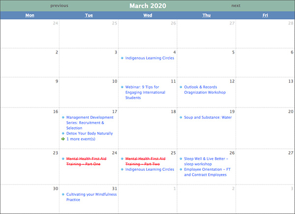 March Training Registration Calendar